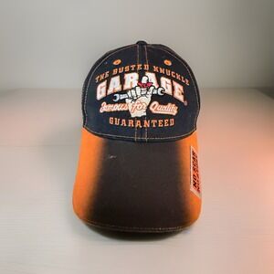 Busted Knuckle Garage Hat No Scar No Story OS Black Orange Choko Mechanic Retro